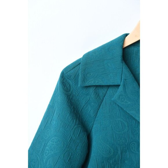 Laura Ashley Cropped Jacket 90s Vintage Women’s Sz Petite S in Teal - Picture 3 of 14